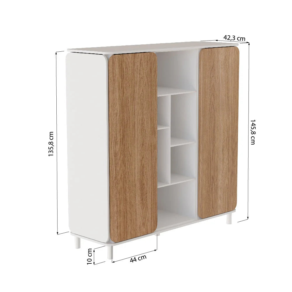 A imagem mostra o armário Appennini Large modelo grande na cor branca e suas medidas.