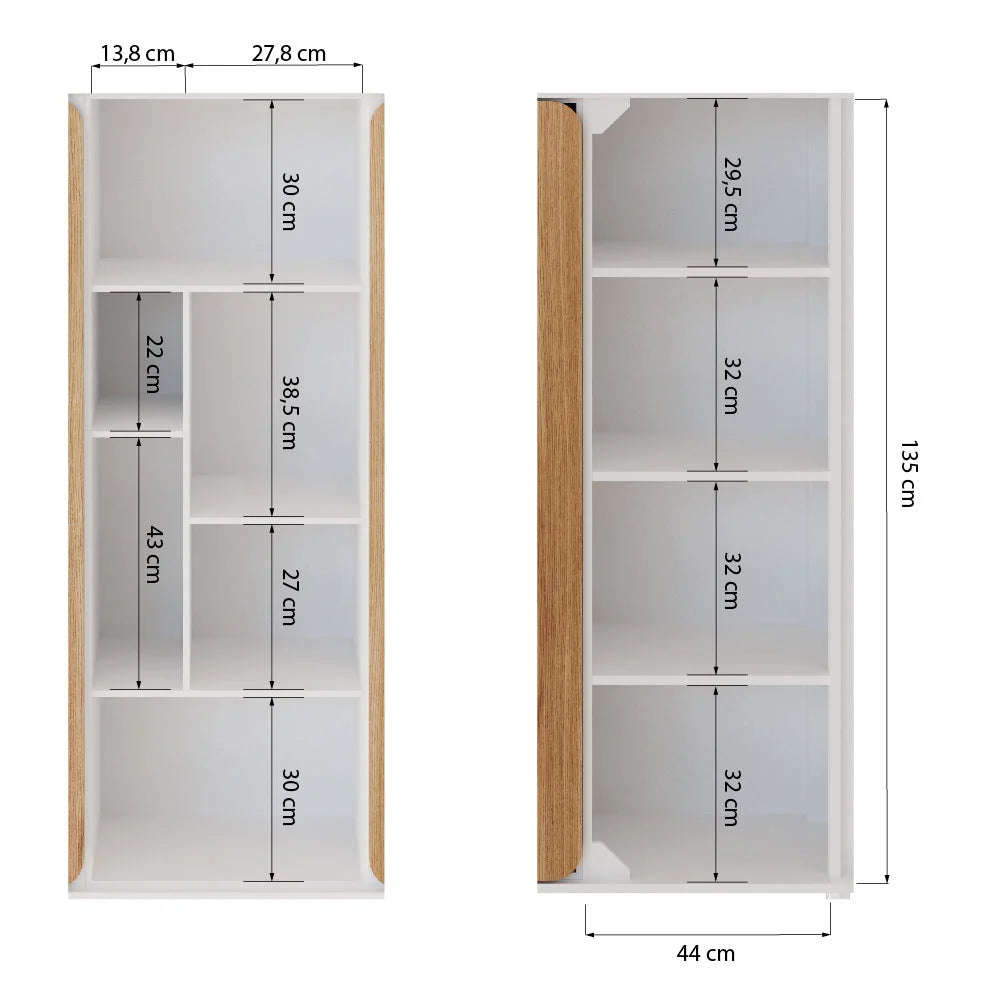 A imagem mostra o interior do armário Appennini Large e suas medidas.