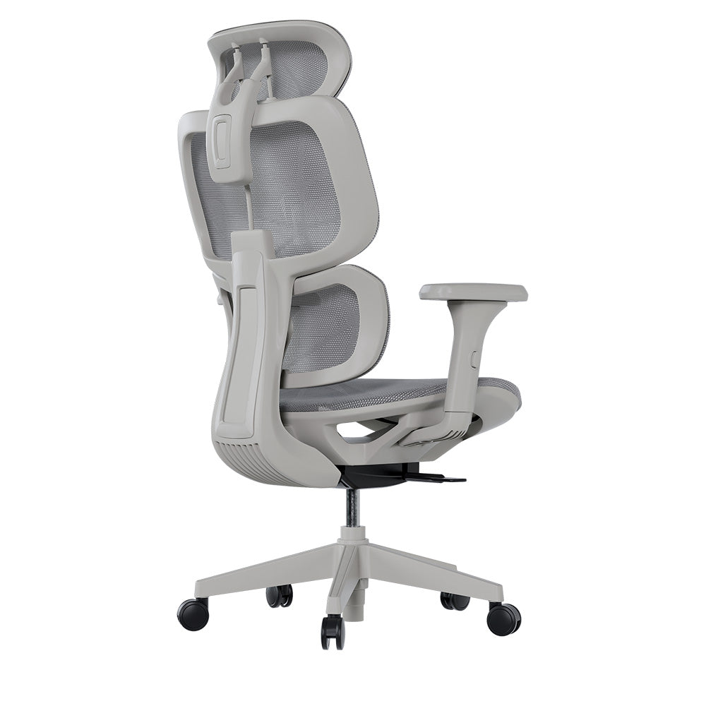 Vista frontal de encosto bipartido e assento ajustável para uma experiência ergonômica completa