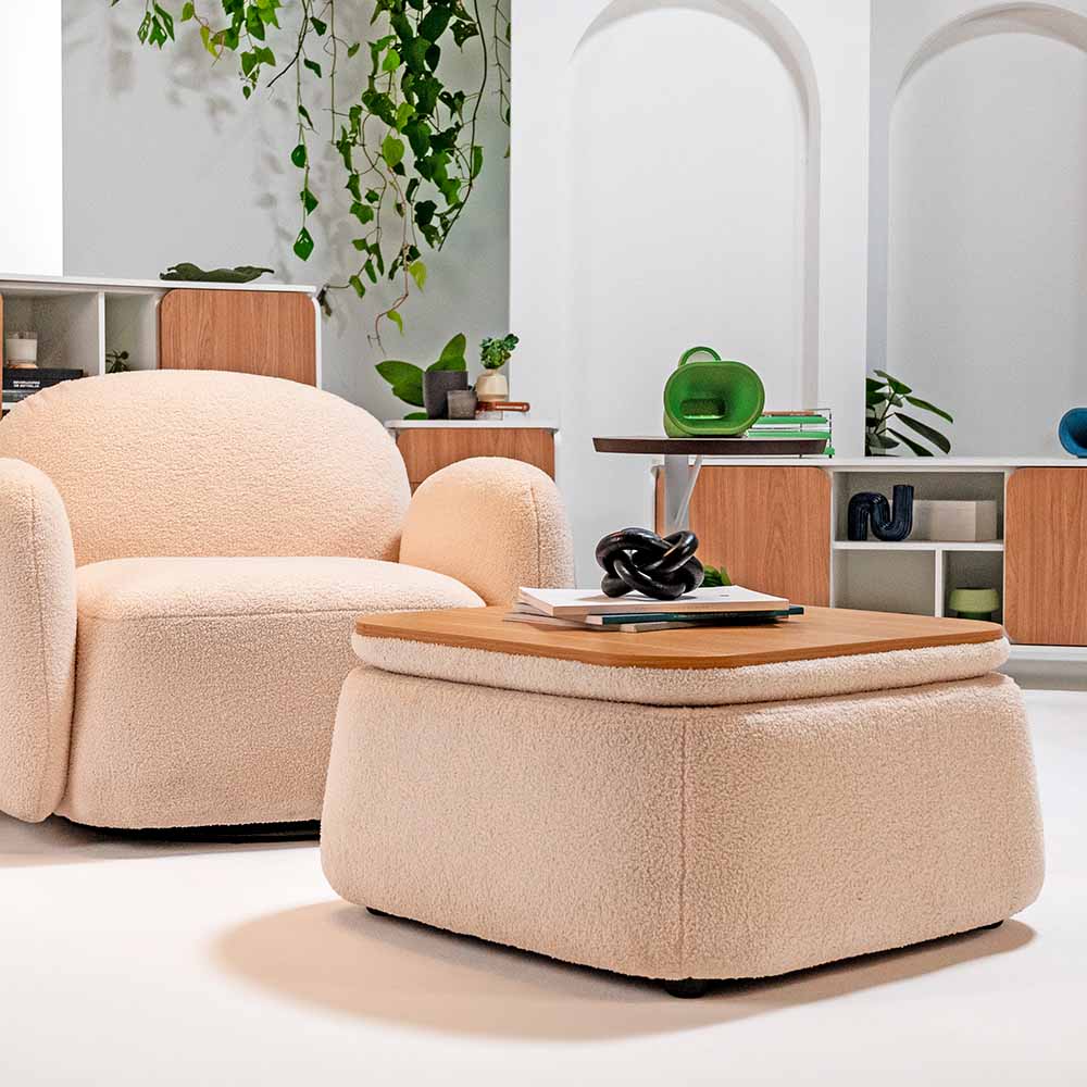 Mesa de centro elements Berti num ambiente biofílico