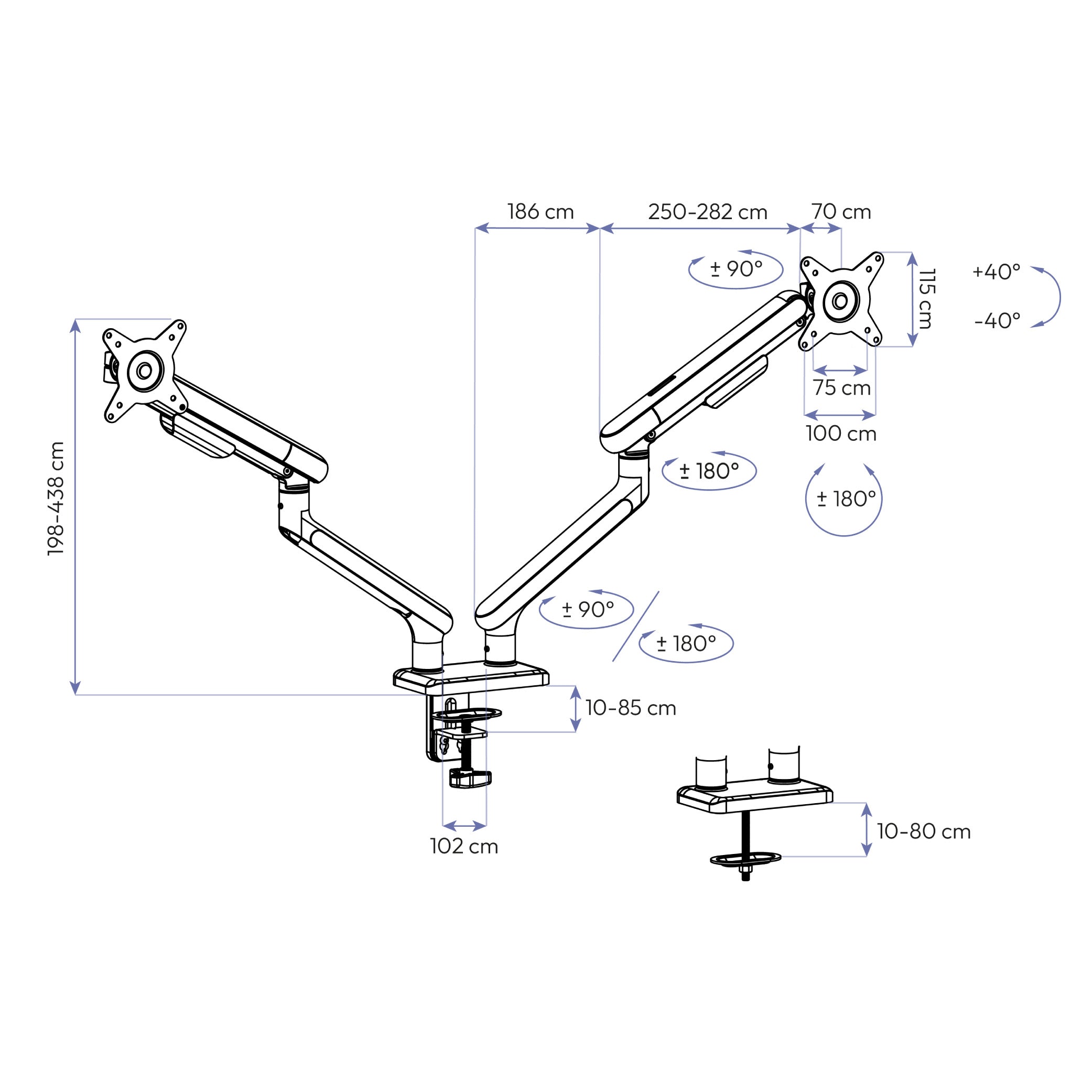 Suporte Monitor Articulado Elements Aice Duplo
