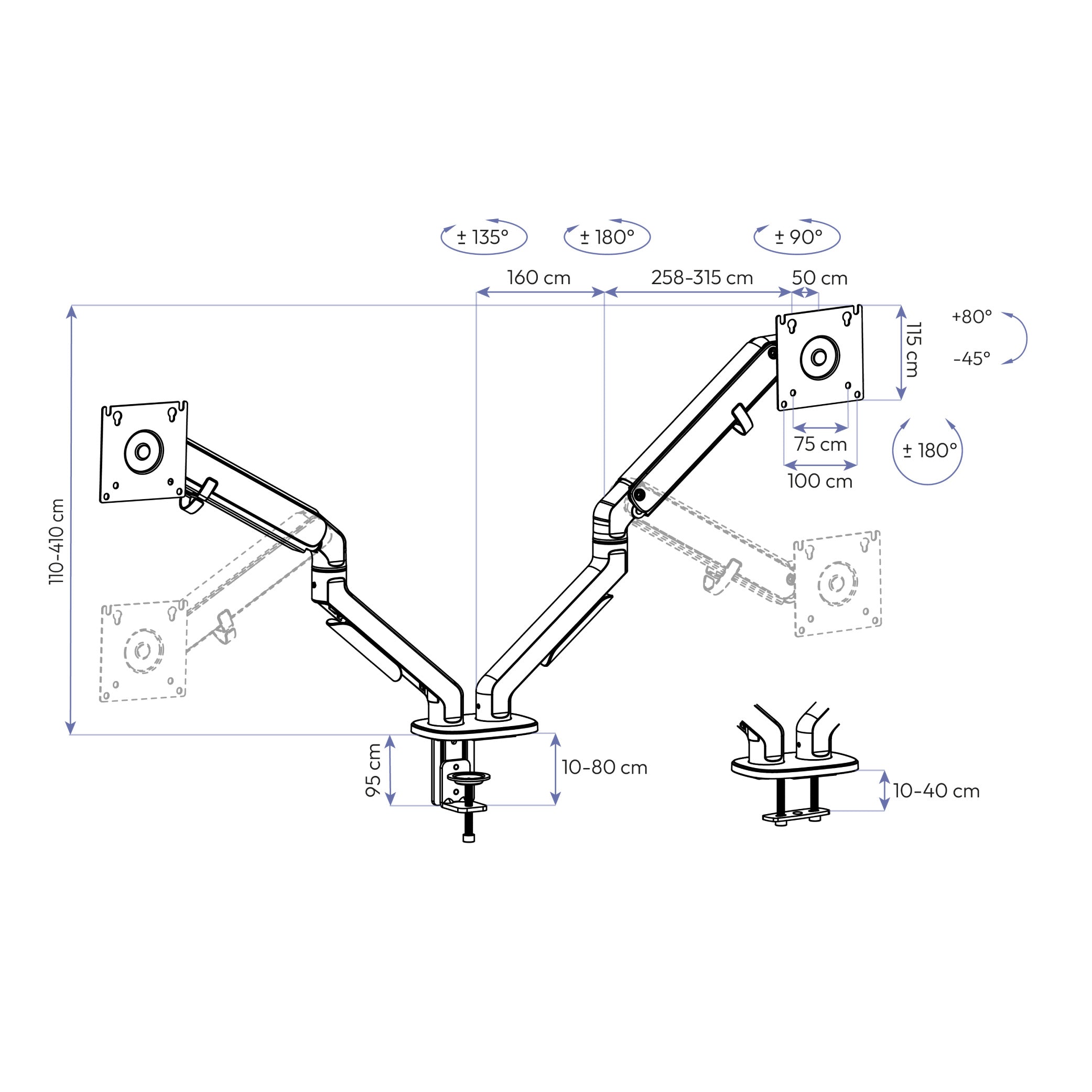 Suporte Monitor Articulado Elements Axion Duplo