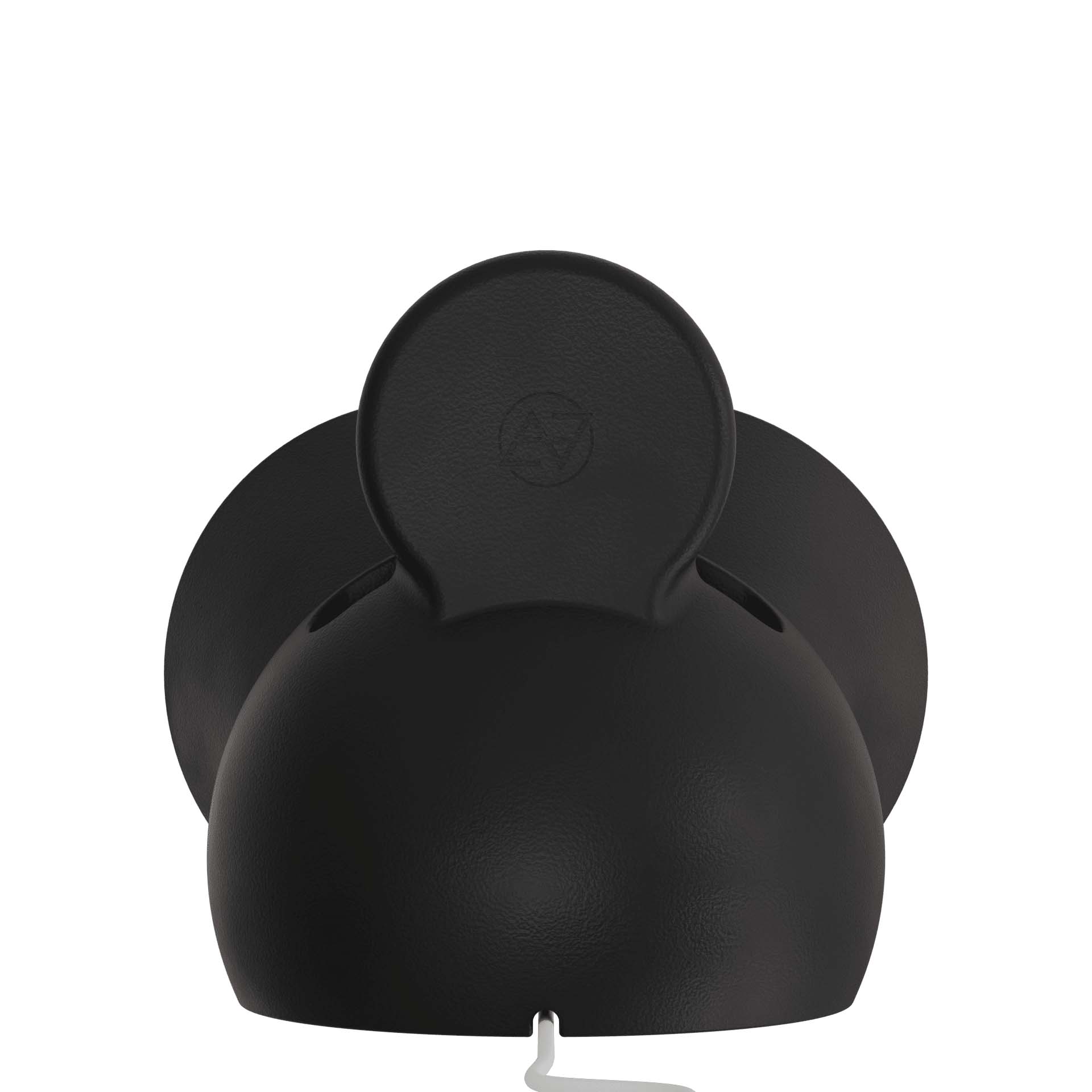 Amplificador acústico portátil, projetado para smartphones, com um design moderno e funcional. Feito de resina durável, ele utiliza uma estrutura em formato de corneta para amplificar o som do aparelho de forma natural, sem a necessidade de energia elétrica ou baterias. Seu design compacto e minimalista, na cor preta, combina estilo e praticidade, sendo ideal para uso em ambientes internos ou externos. Além de amplificar o som, também funciona como carregador por indução.