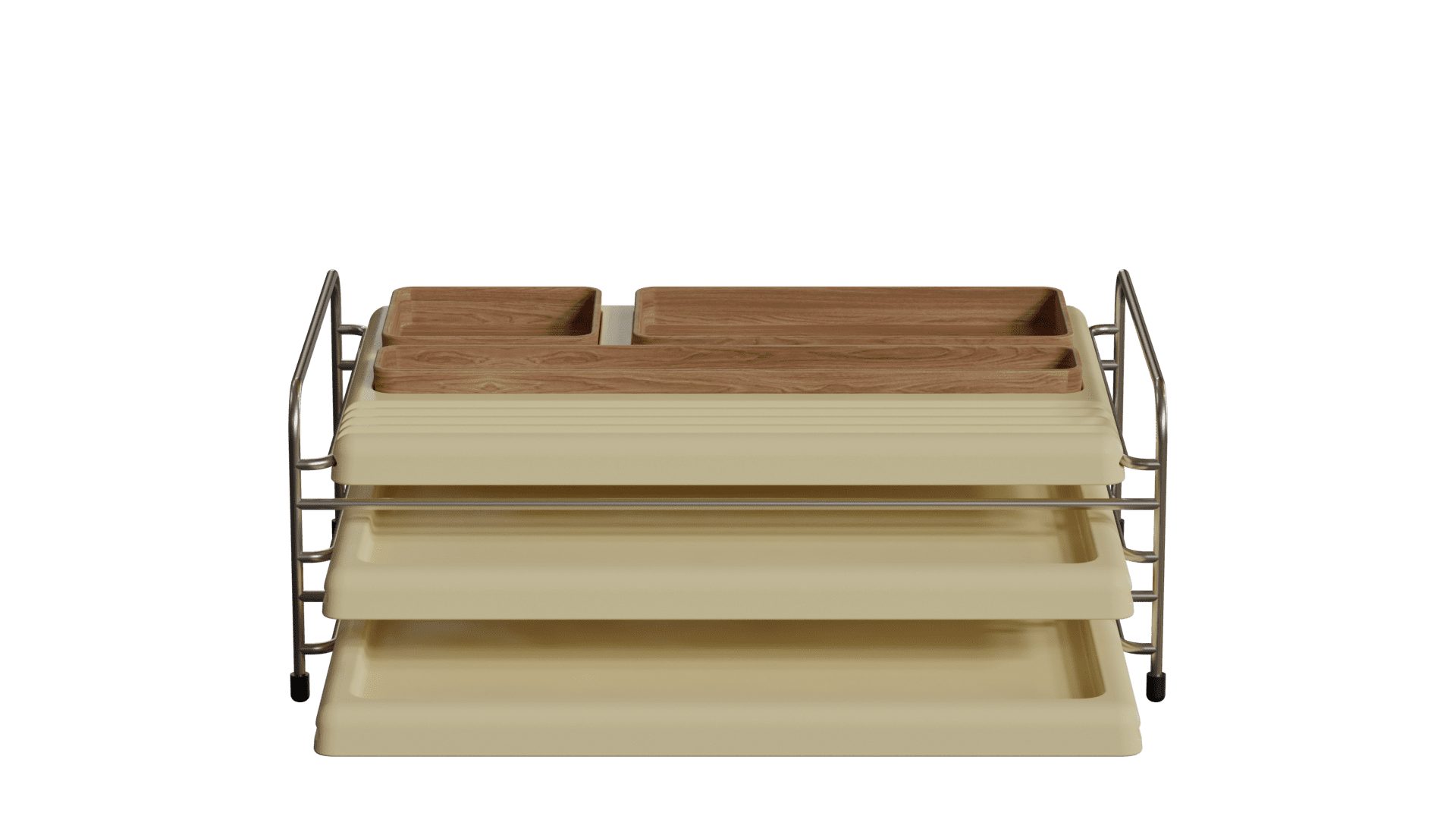 A imagem mostra o Conjunto Bandeja organizadora Baltea na cor bege