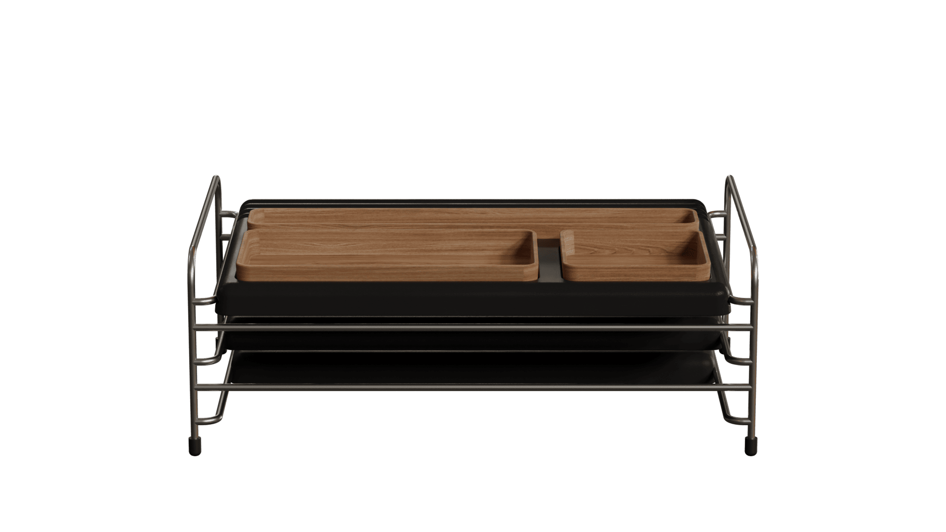 A imagem mostra o Conjunto Bandeja organizadora Baltea na cor preta