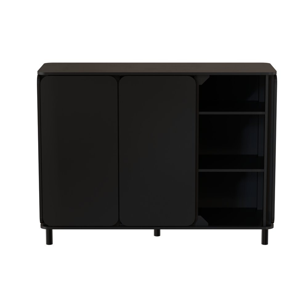 Aparador de sala Appennini Mid na cor preta, ideal para quem busca um móvel de qualidade superior para complementar a decoração do seu espaço