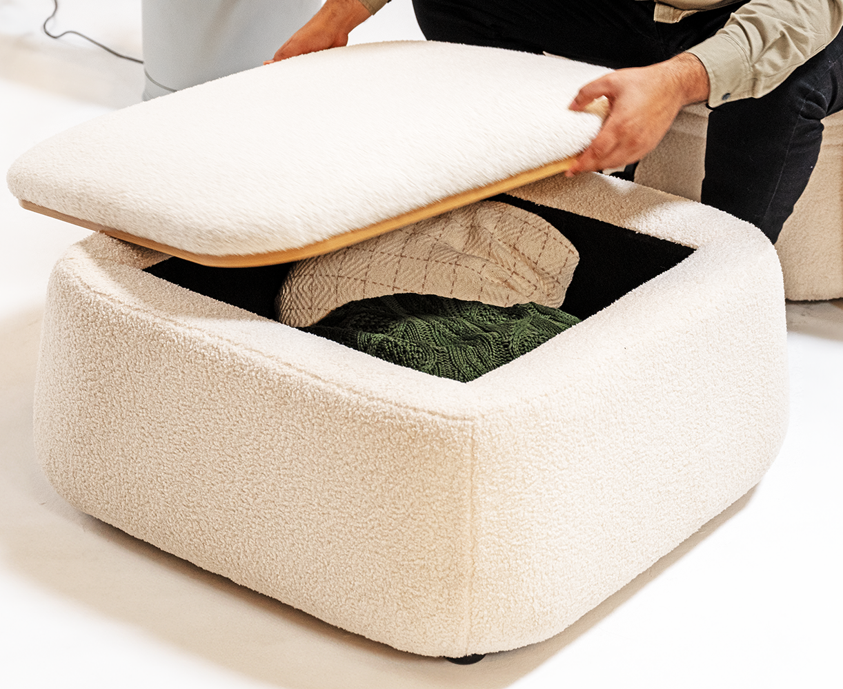 Mesa de centro Elements Berti 4 em 1 (Mesa + Apoio de pés + Puff + Baú)