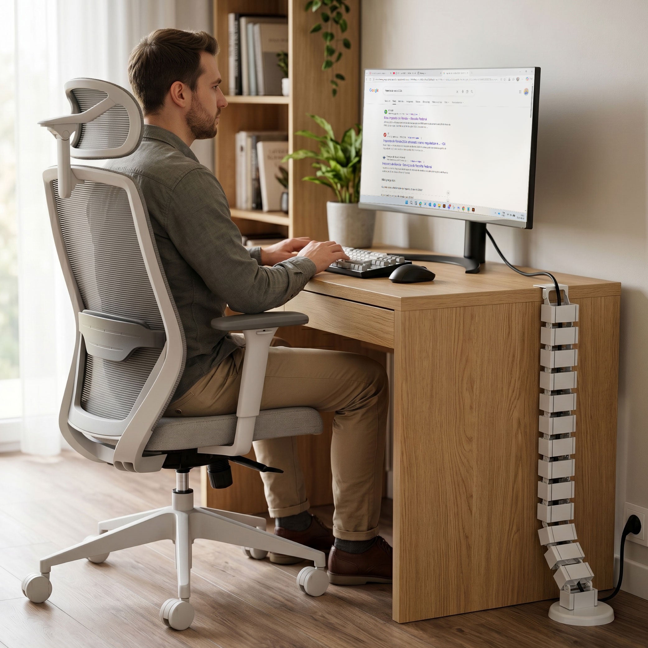 Cadeira Ergonômica Elements Serena + Organizador de Cabos Spine Cable