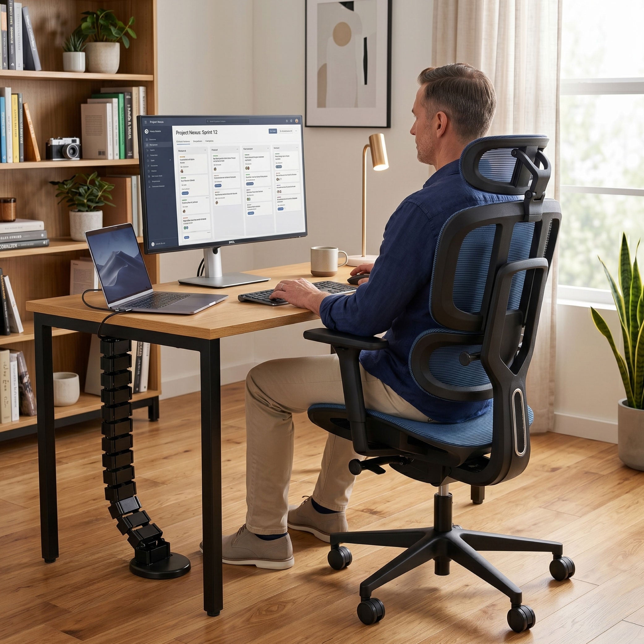 Cadeira Ergonômica Elements Serena + Organizador de Cabos Spine Cable