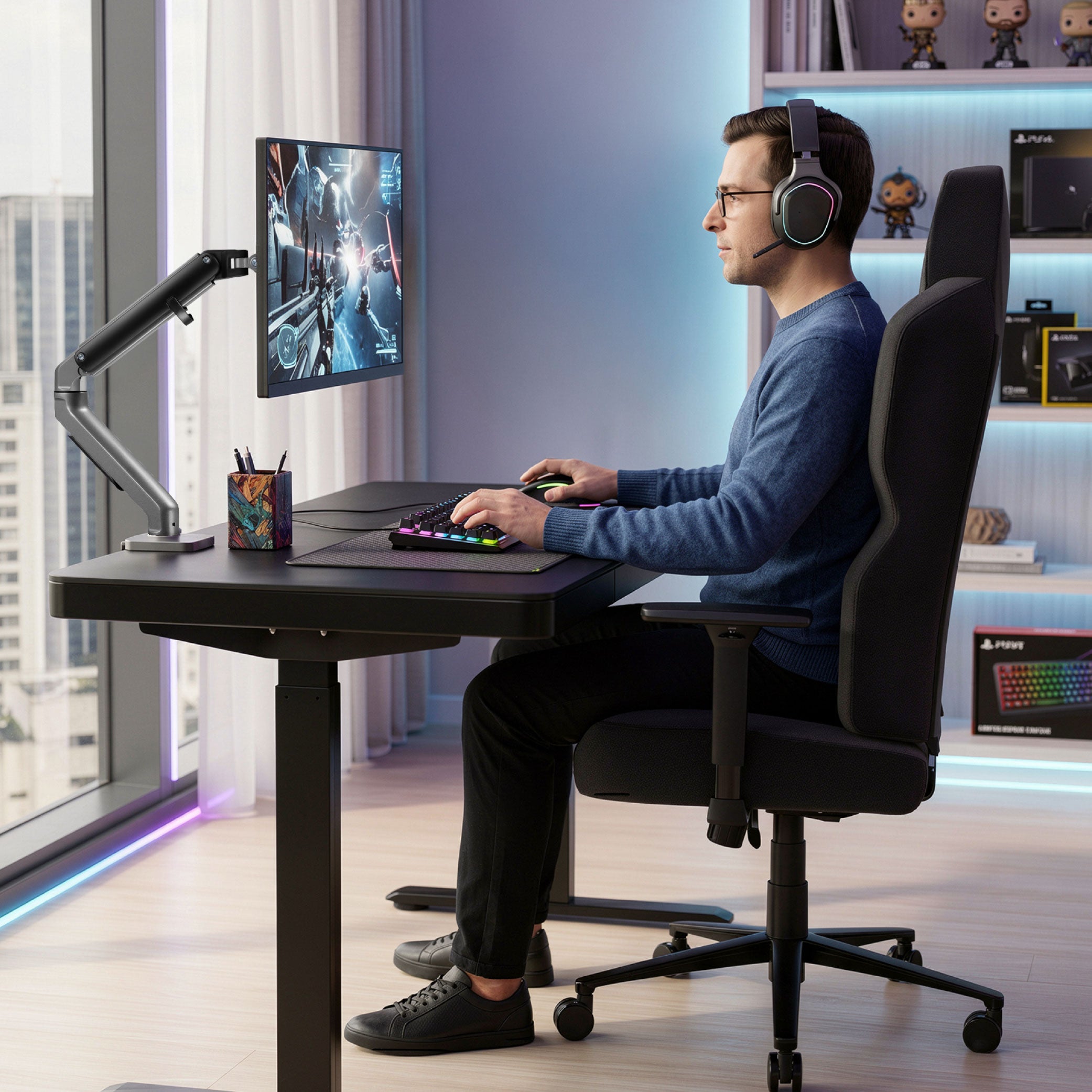 Combo Cadeira Gamer Magna + Braço Articulado Axion