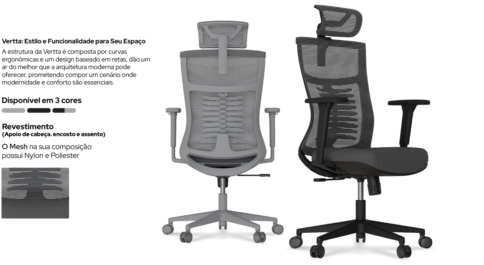 Cadeira Ergonômica Elements Vertta Preta
