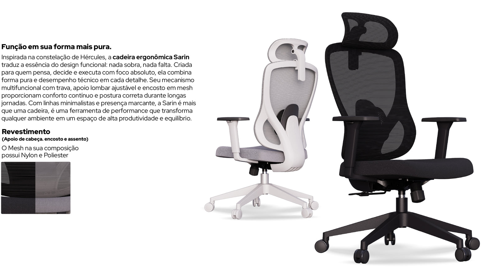 Cadeira Ergonômica Elements Sarín Preta