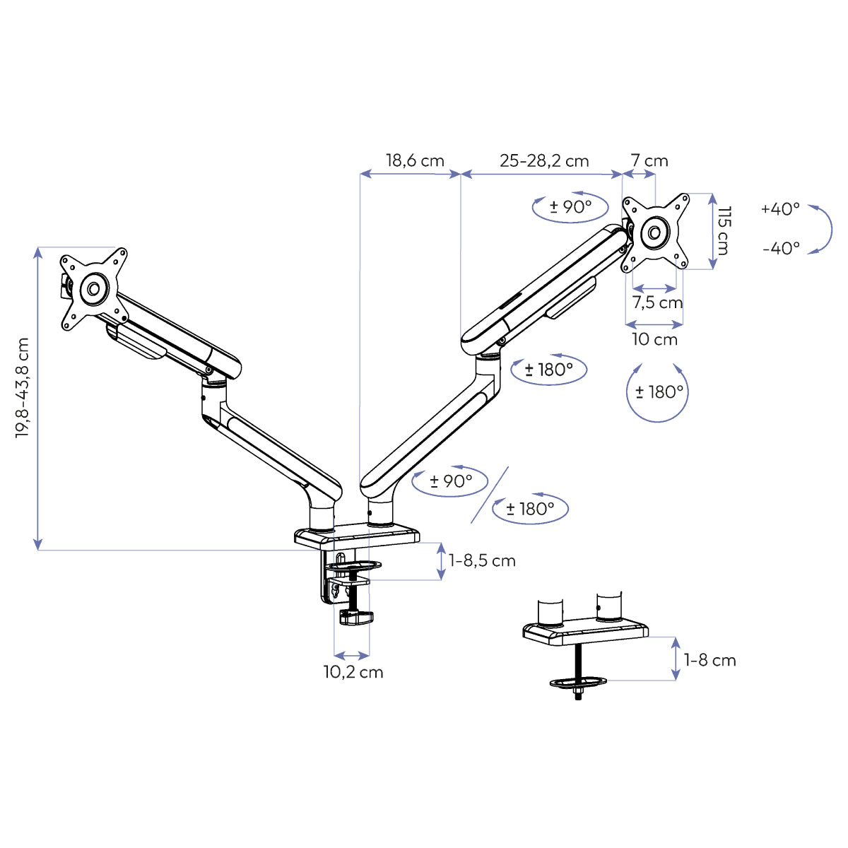 Braço Articulado para Monitor Elements Aice Duplo