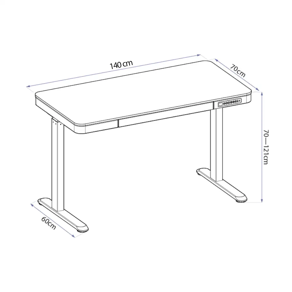 Mesa com Regulagem de Altura Elétrica Elements Musa 140cm