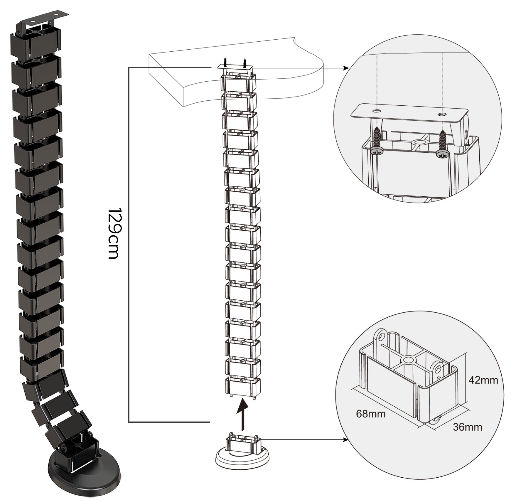 Cadeira Ergonômica Elements Serena + Organizador de Cabos Spine Cable