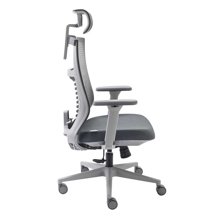 cadeira ergonômica de escritório, modelo vertta básica, cor cinza.